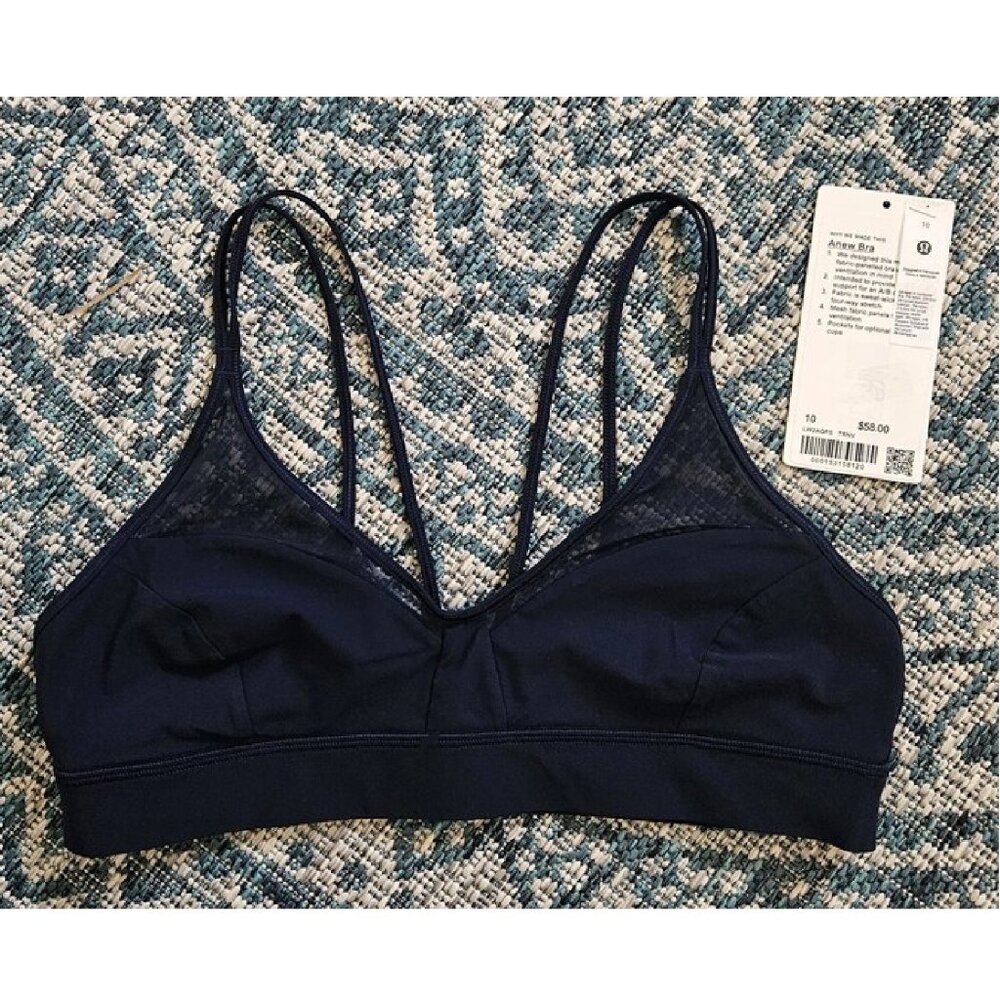 LULULEMON Anew Bra True Navy A-B Mesh 10 EUC NLA
